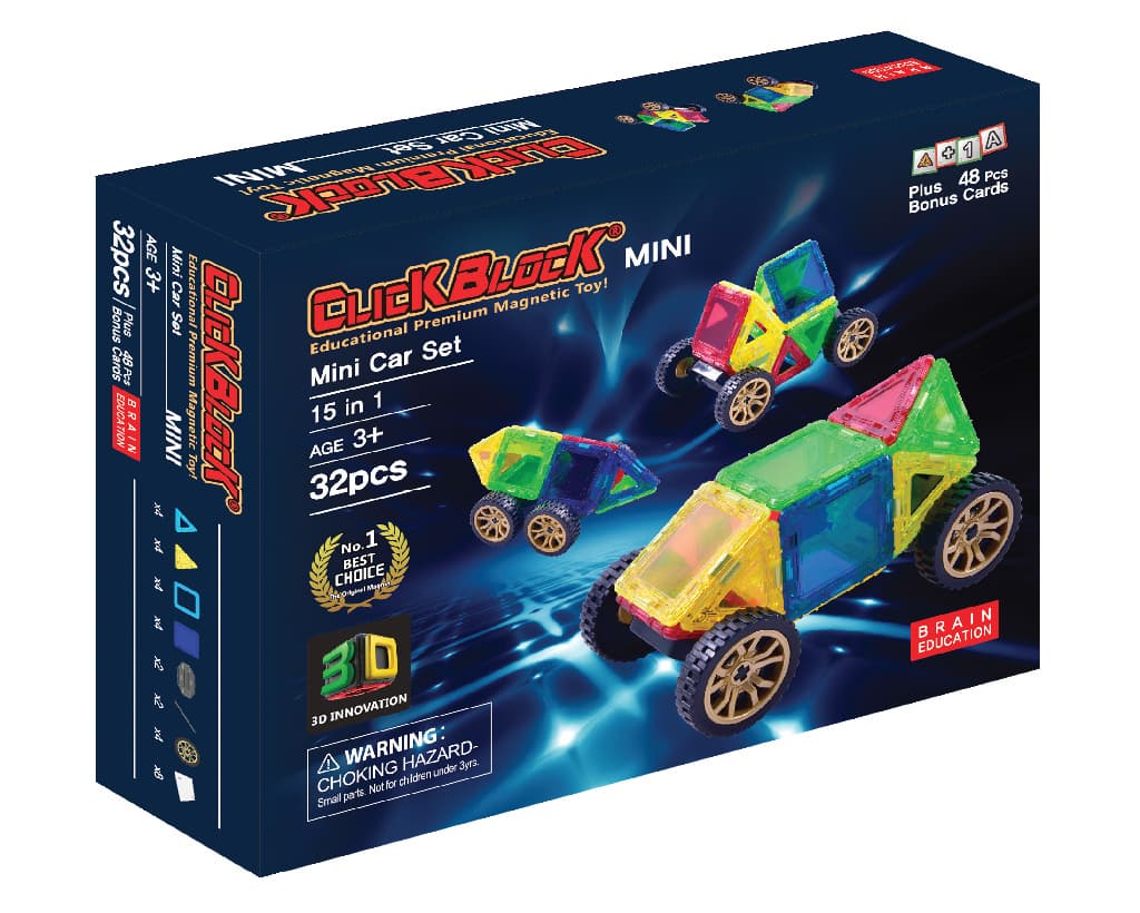 Click Block_ Magnet educational toy 2Dmini Minicar Set 32pcs
